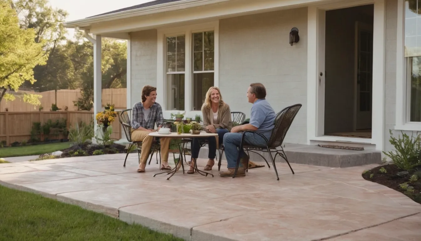 A newly poured concrete patio behind a ranch-style home in the Kenner area